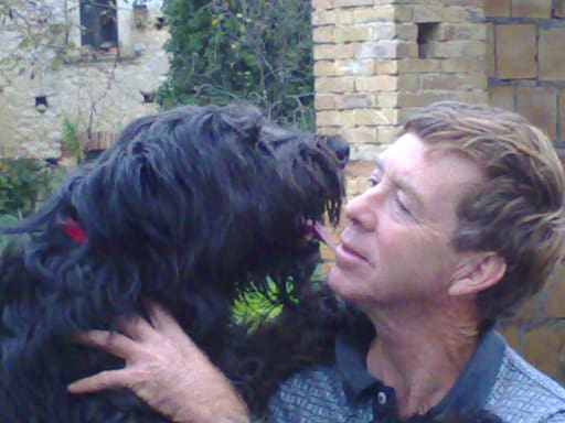 Author Paul Hencher with his dog, Britza.